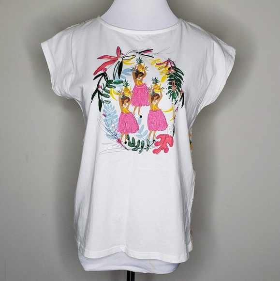 Hawaiian Pineapple Embroider Top - Picture 1 of 5